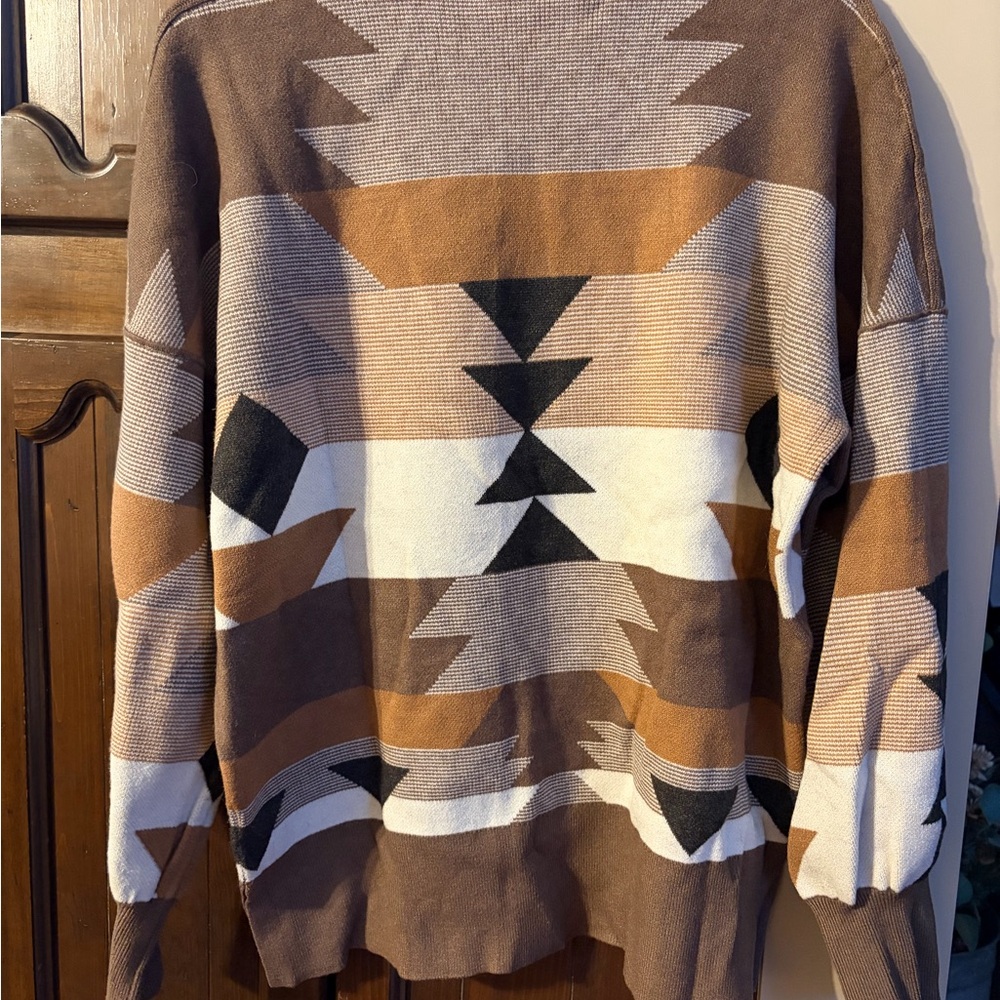 Geometric Pattern Brown Sweater - image 2